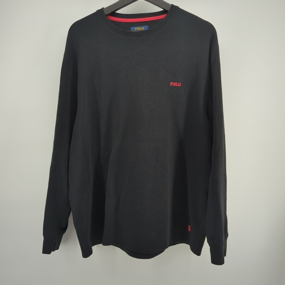 Polo Ralph Lauren Men's Thermal Sleep Top Pullover Crew Neck Black Size 2XL